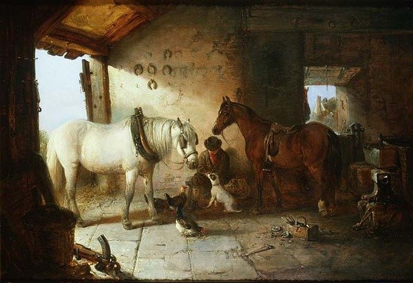 In the Forge (olje på lerret) av Edward Robert Smythe