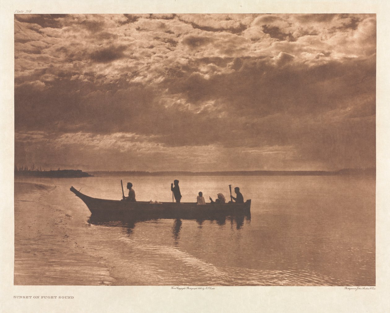 Portfolio IX, Plate 316: Solnedgang på Puget Sound av Edward S. Curtis