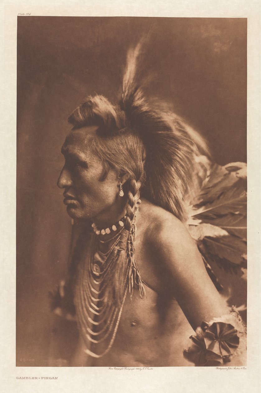 Portefølje VI, Plate 194: Gambler - Piegan av Edward S. Curtis
