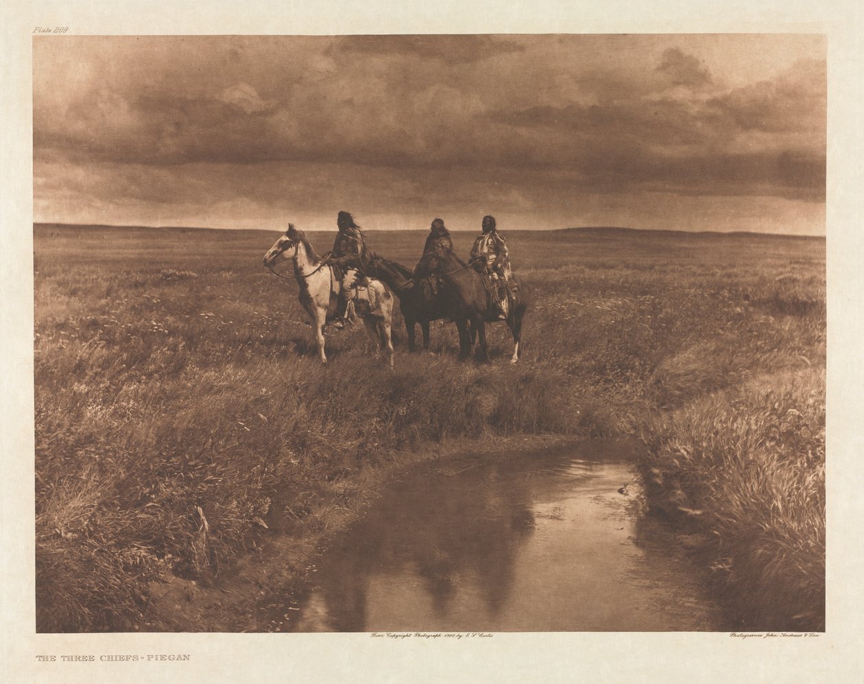 Portefølje VI, plate 209: De tre høvdingene - Piegan av Edward S. Curtis