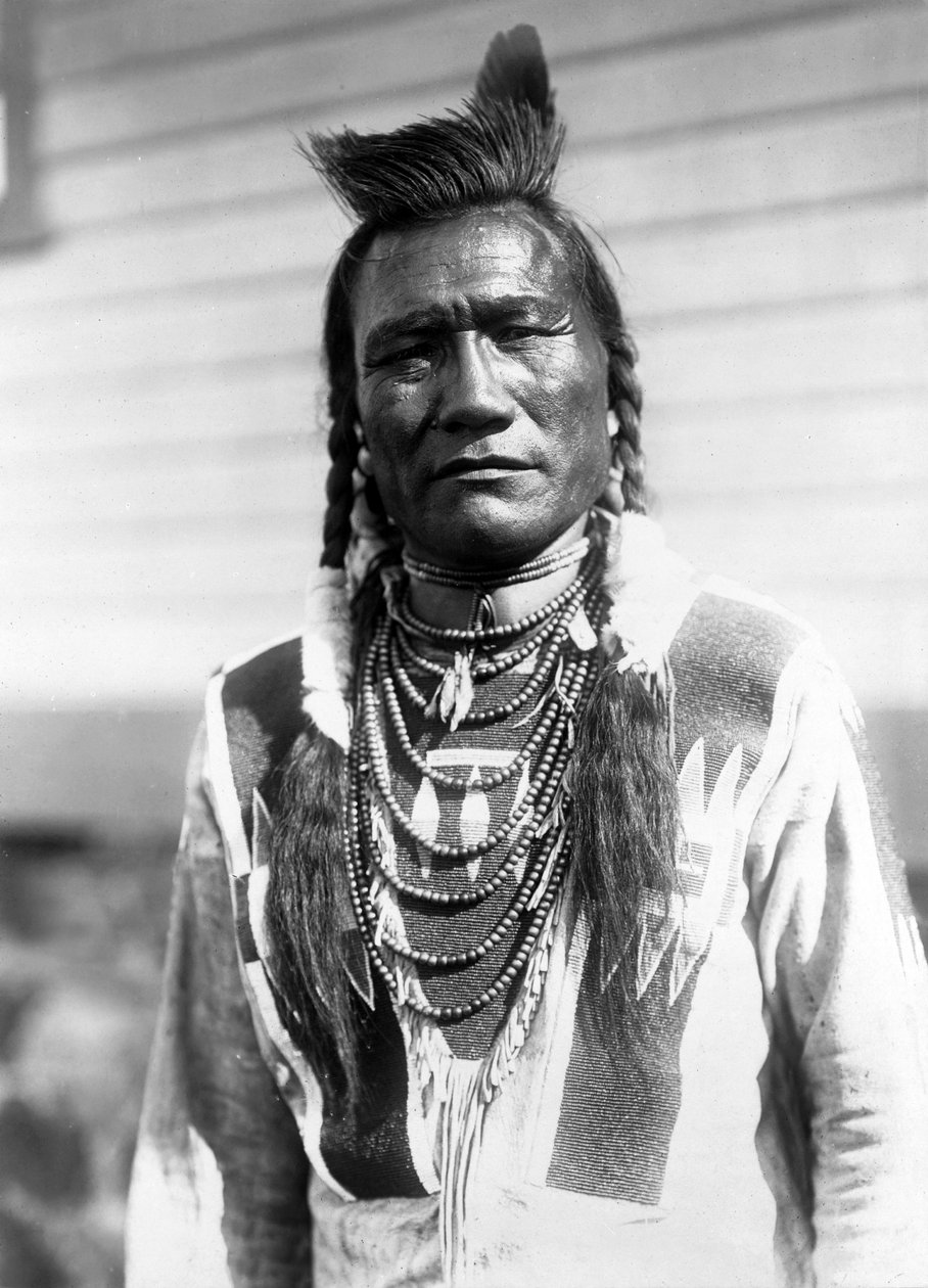 Bird Rattle, indisk mann, ca. 1910, foto Edward S. Curtis av Edward Sheriff Curtis