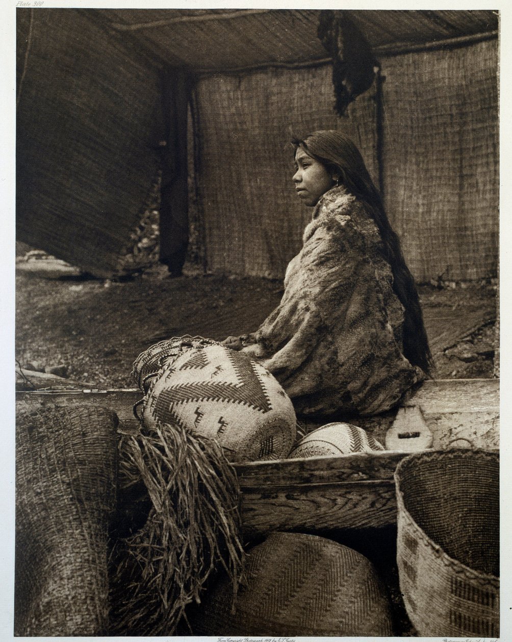Indians of America: en ung indisk jente, datter av sjefen for Skokomish-stammen av Edward Sheriff Curtis