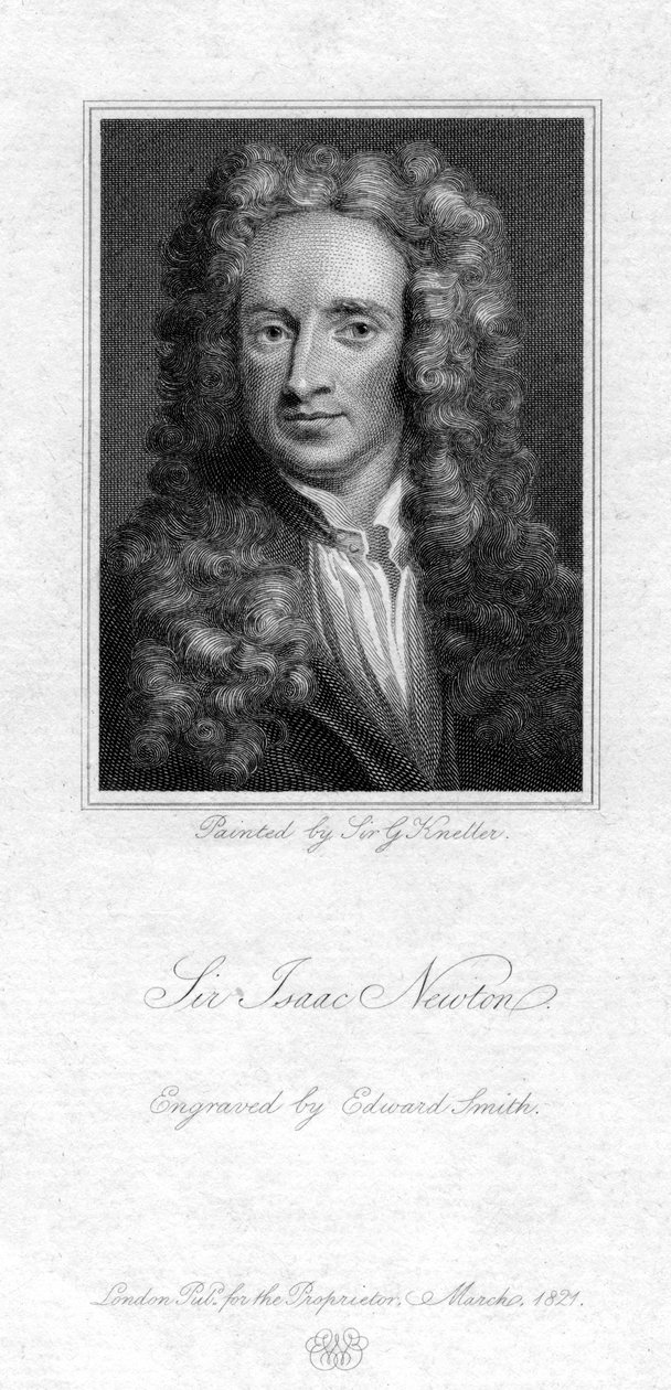 Sir Isaac Newton , engelsk matematiker, astronom og fysiker, 1821. av Edward Smith