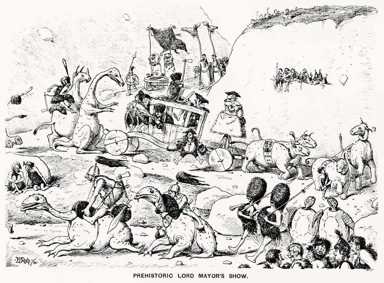 Forhistorisk Lord Mayors Show, 1894 (penn og blekk) av Edward Tennyson Reed
