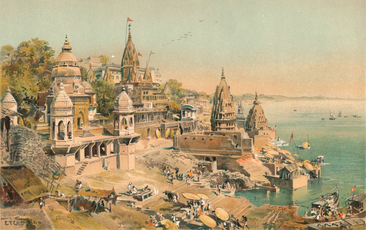 Benares på Ganges, 1892, 1904 av Edward Theodore Compton