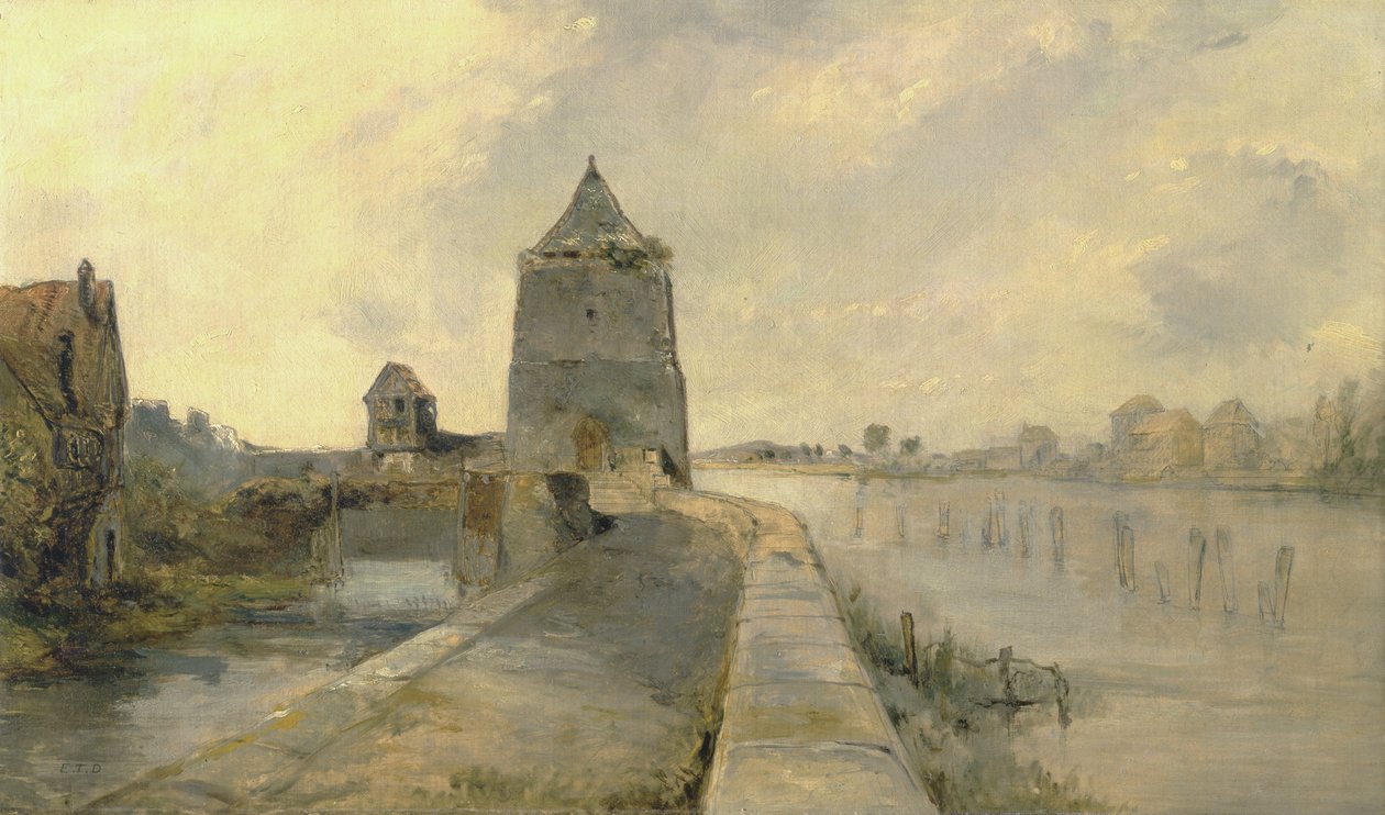 Rhinen i Konstanz (Konstanz-am-Rhein) ca. 1830 (olje på lerret) av Edward Thomas Daniell