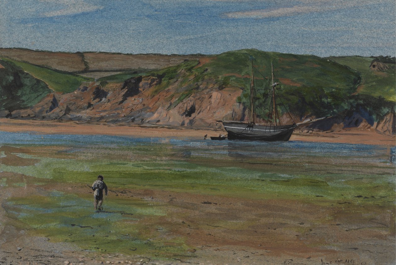En Devon-elv ved lavvann, 16. juni 1859 av Edward Thompson Davis