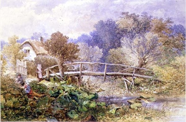 På Tapsy Brook, Herefordshire (akvarell) av Edward Turner