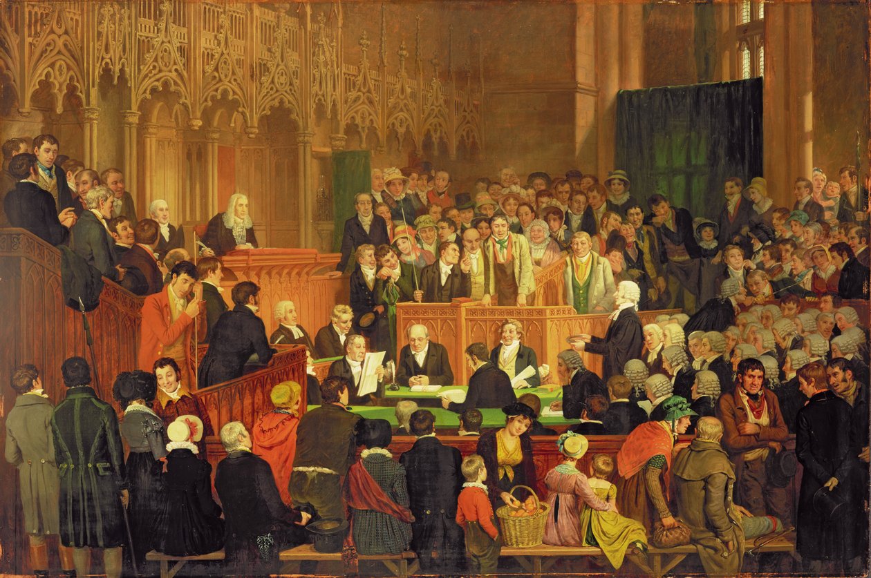 Rettssaken mot garantien til en hest i County Court of Lancaster Castle av Edward Villiers Rippingille