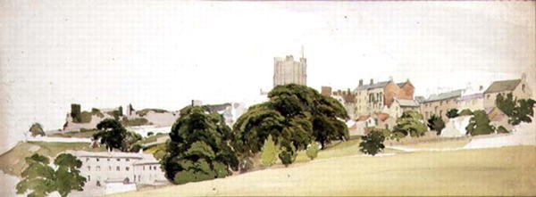 A View of Richmond Castle, Yorkshire, ca. 1860 (akvarell og blyant på papir) av Edward W. Robinson