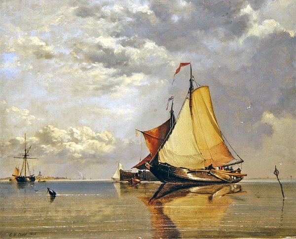 Nederlandske båter utenfor Fort Lillo, munningen av Schelde av Edward William Cooke