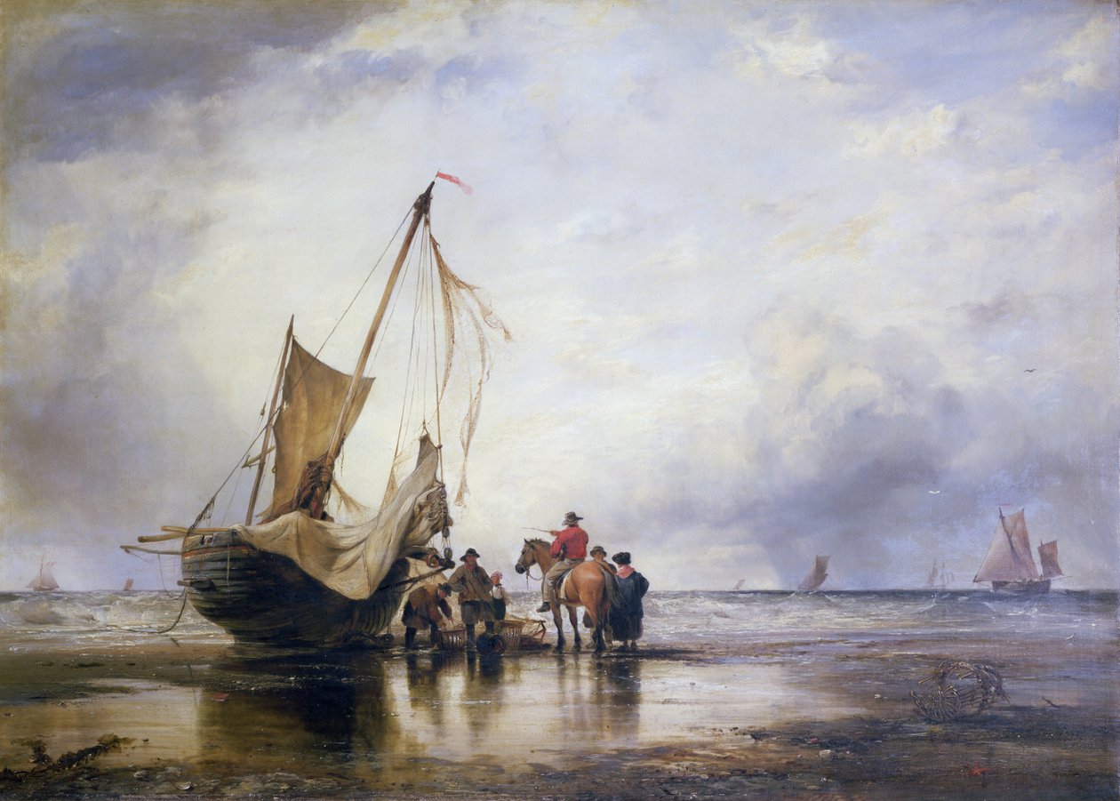 Hog Boat on the Sands, Brighton av Edward William Cooke