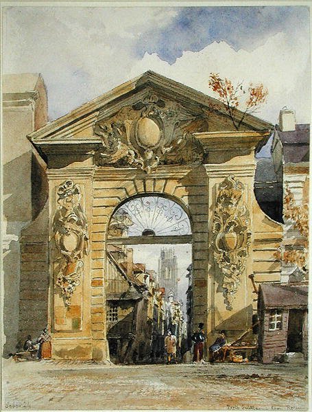 Porte Guillaume Leon, Rouen (akvarell på papir) av Edward William Cooke