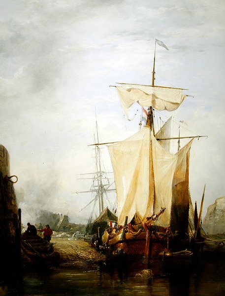 St. Peter Port, Guernsey (olje på lerret) av Edward William Cooke
