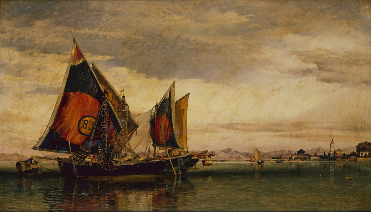 Den venetianske lagunen med fiskebåter av Edward William Cooke