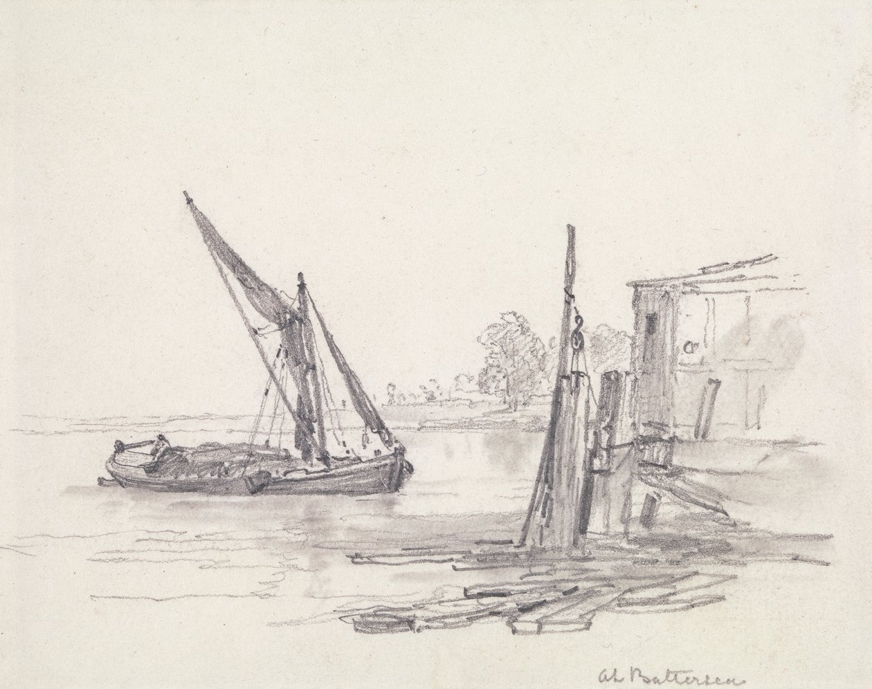 Utsikt over Themsen ved Battersea av Edward William Cooke