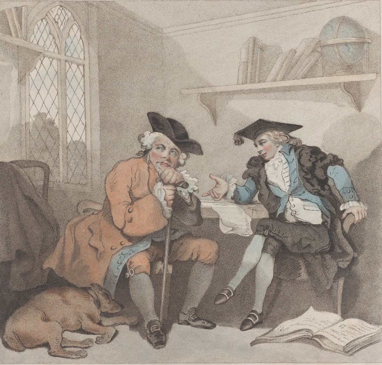 En høyskolescene, eller et fruktløst forsøk på pungen til gamle firkantede tær, 1. august 1787. av Edward Williams