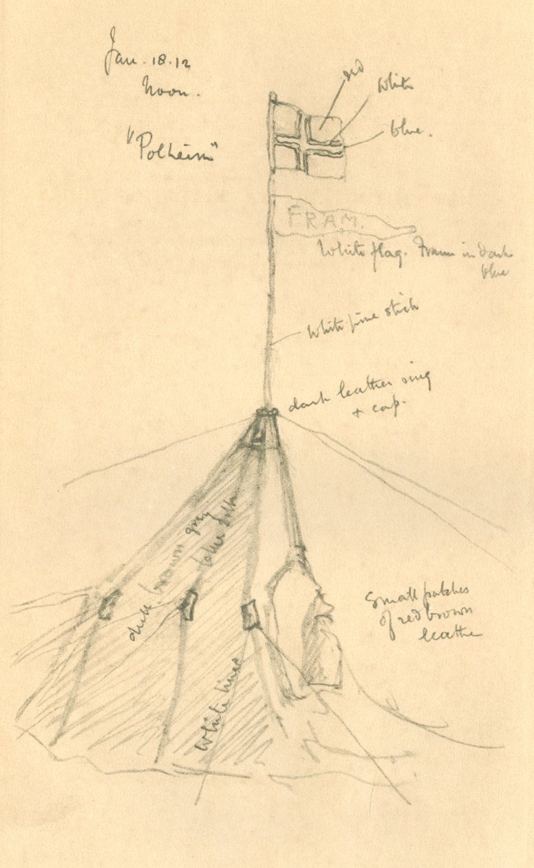 Amundsens telt på Sydpolen, 18. januar 1912, 1913 av Charles Edward Wilson