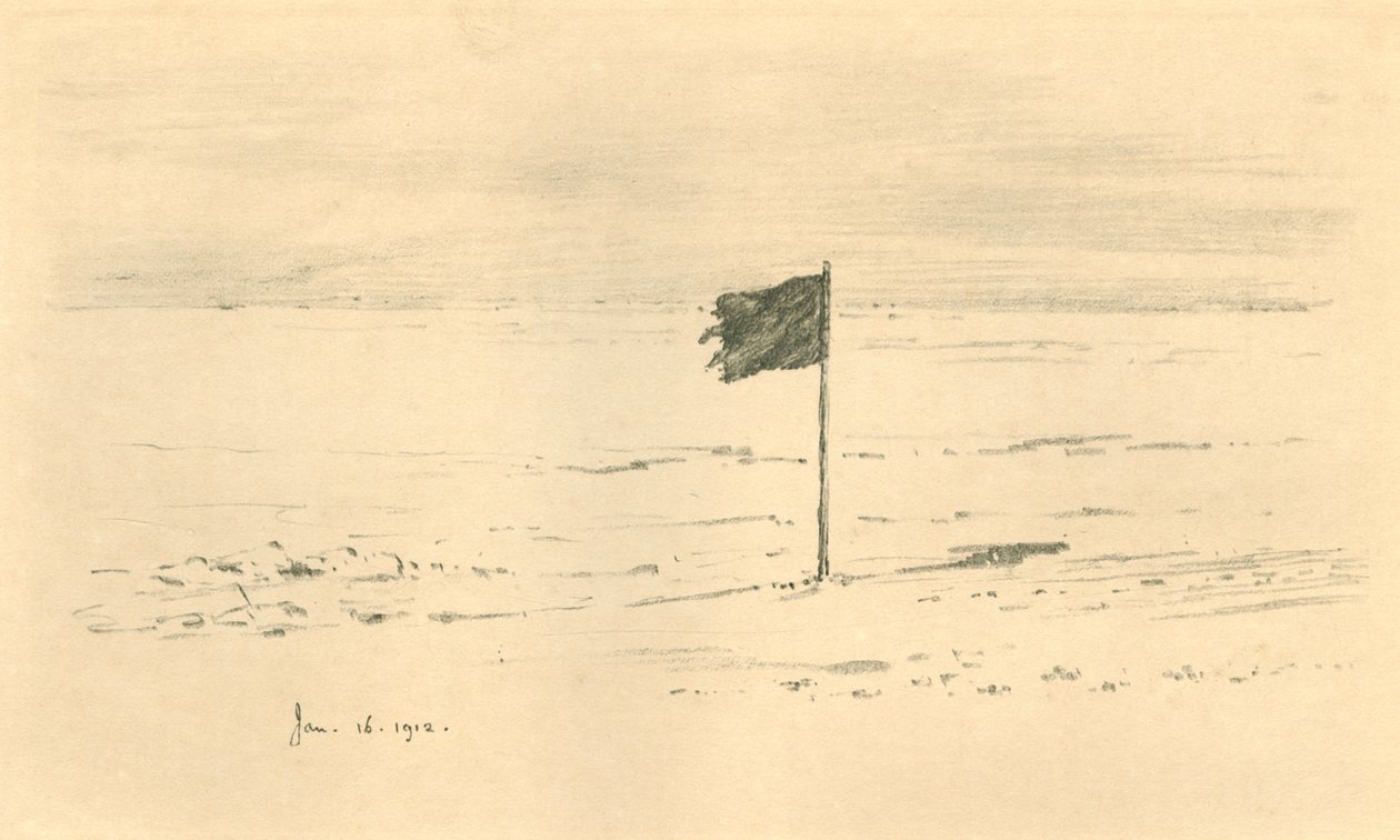 Black Flag Camp. - Amundsens svarte flagg innen noen få mil fra Sydpolen, 1912, 1913 av Charles Edward Wilson