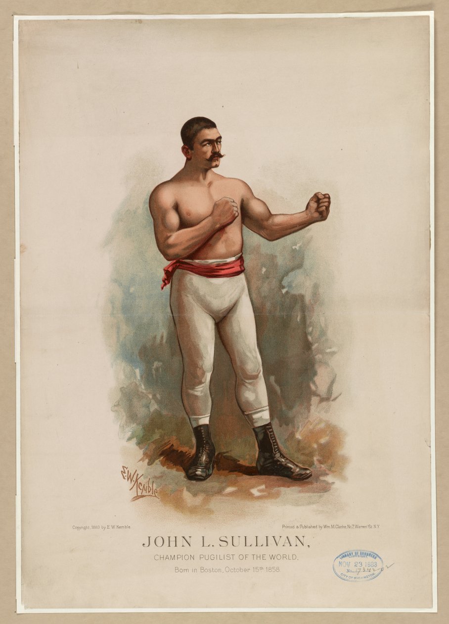 John L. Sullivan, verdensmester i pugilist, ca. 1883 (kromolitografi) av Edward Windsor Kemble
