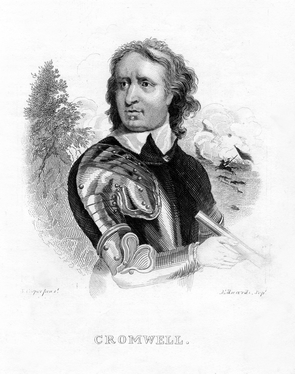 Oliver Cromwell, engelsk militærleder og politiker, 1800-tallet av Edwards