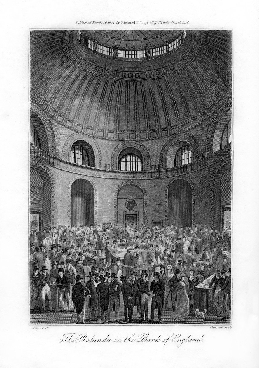 Rotunden i Bank of England, London, 1804. av Edwards