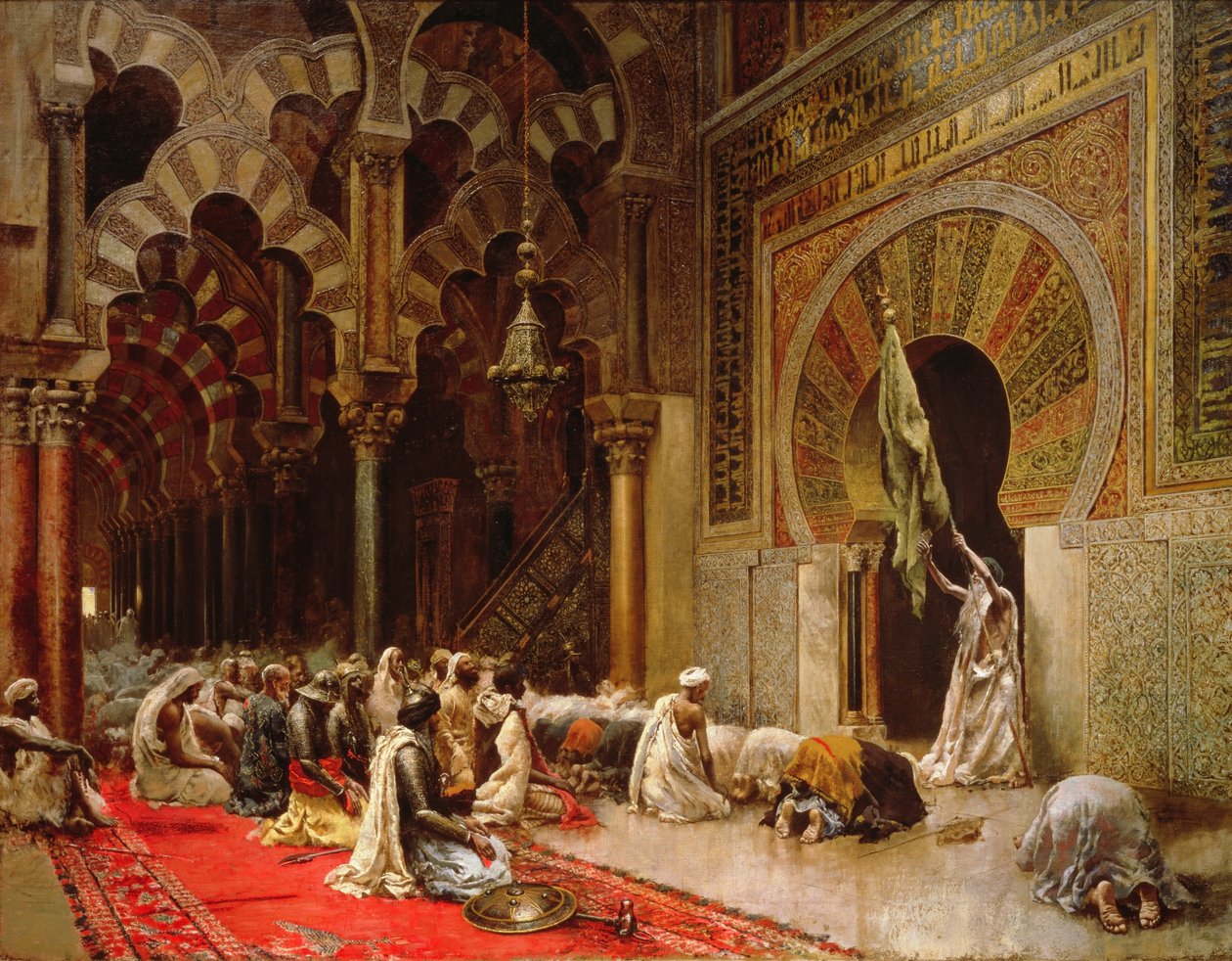 Interiør i moskeen i Cordoba, ca. 1880 av Edwin Lord Weeks