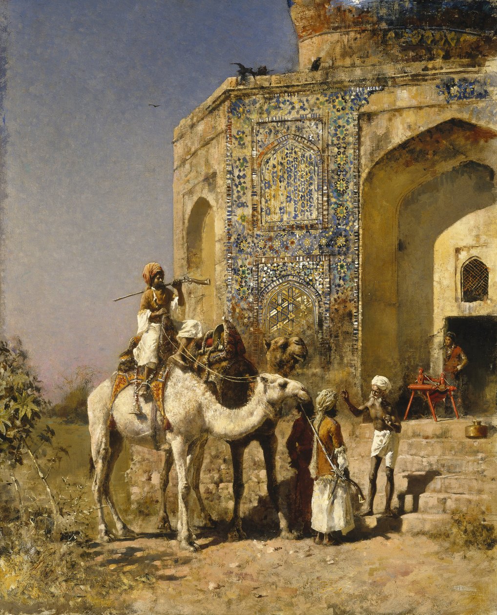 Den gamle blå-flislagte moskeen utenfor Delhi, India av Edwin Lord Weeks