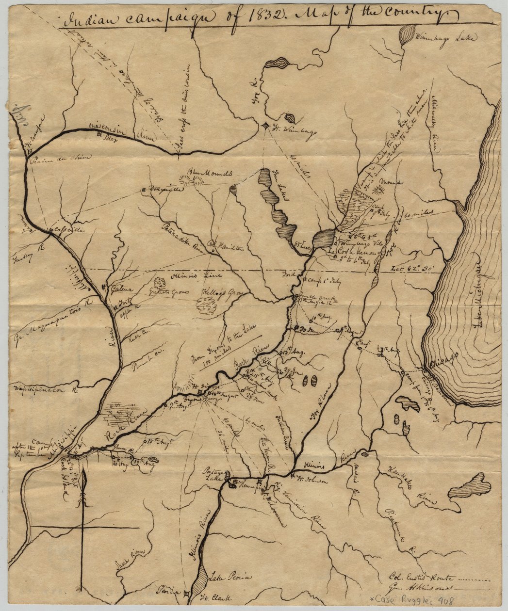 Indisk kampanje fra 1832: Kart over landet, 1832 av Edwin Rose