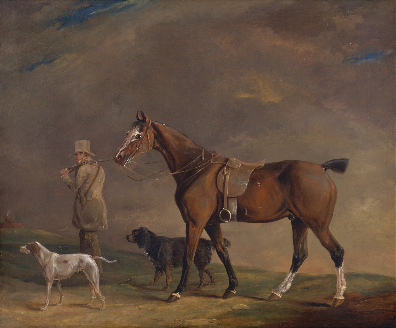 En sportsmann med skyteponni og pistolhunder av Edwin W. Cooper