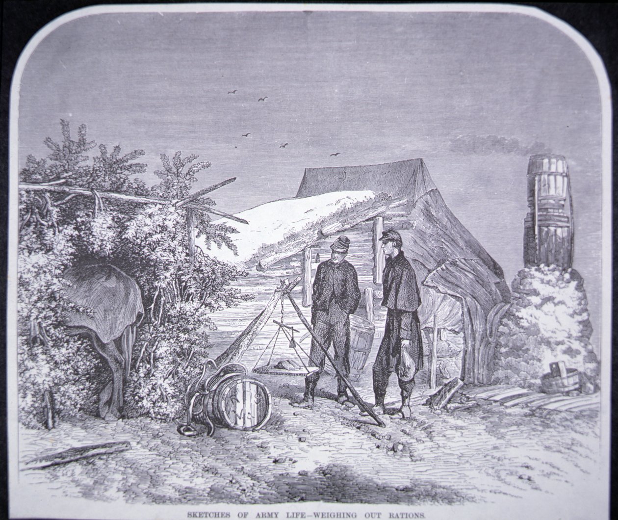 Sketcher of Army Life - Weighing Out Rations, fra 