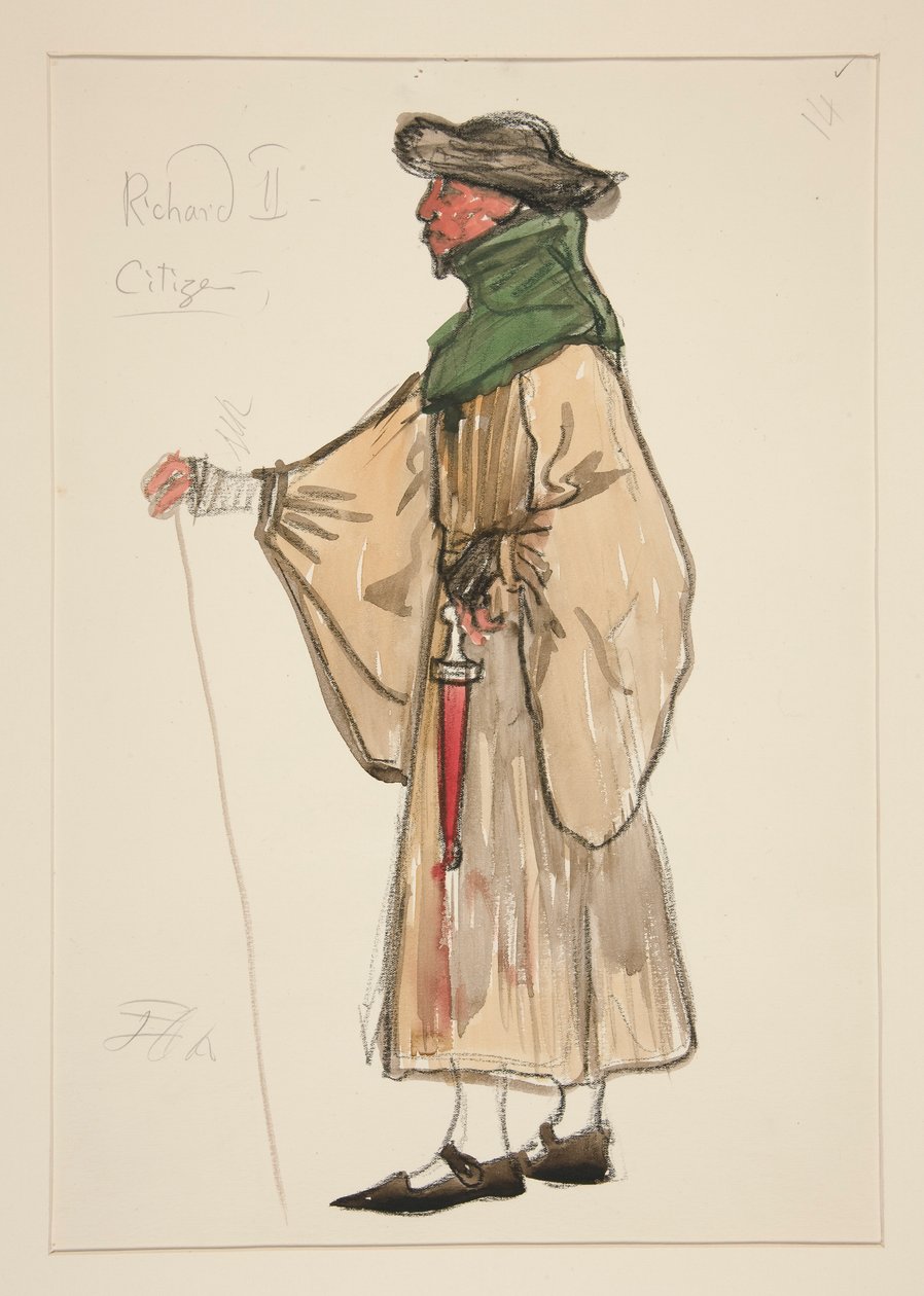 En Citizen, kostymeskisse for Henry Irving av Edwin Austin Abbey