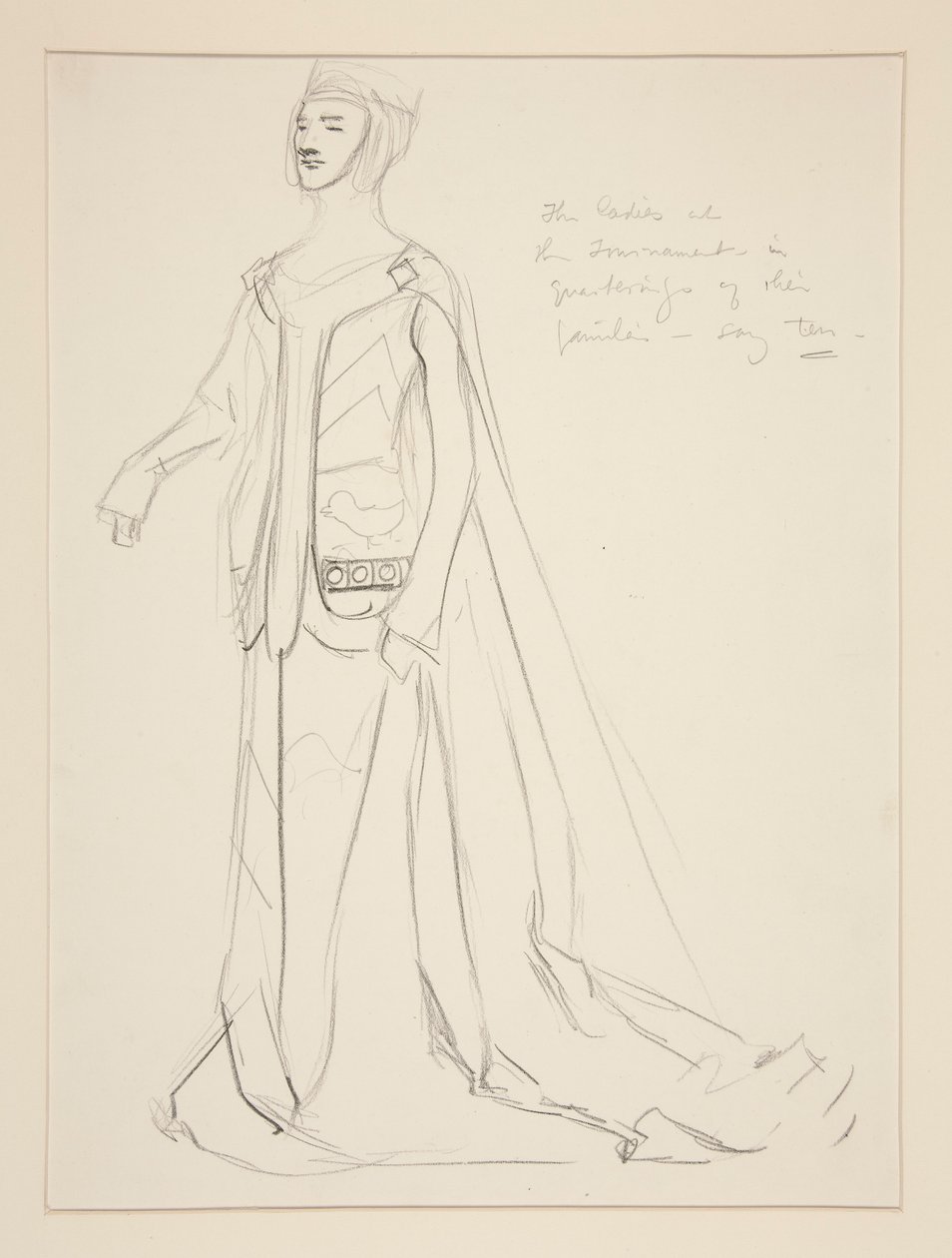 En dame, kostymeskisse for Henry Irving av Edwin Austin Abbey