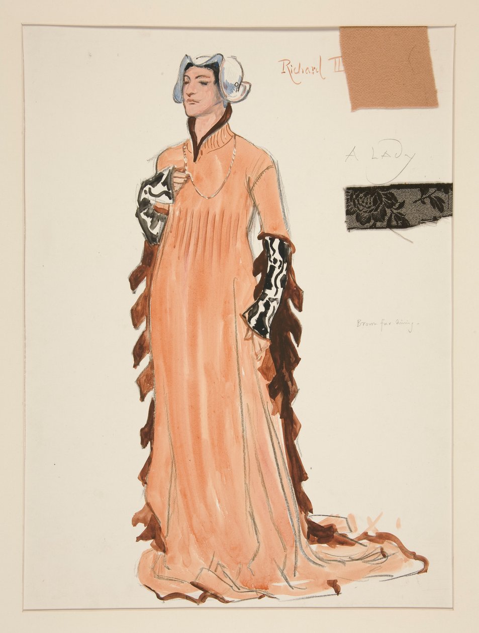 En dame, kostymeskisse for Henry Irving av Edwin Austin Abbey
