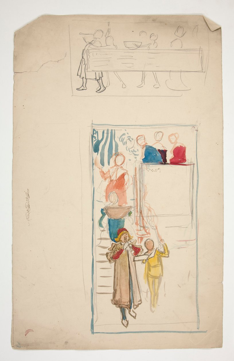 En prosesjon - uidentifisert illustrasjon for et skuespill(?) av Edwin Austin Abbey