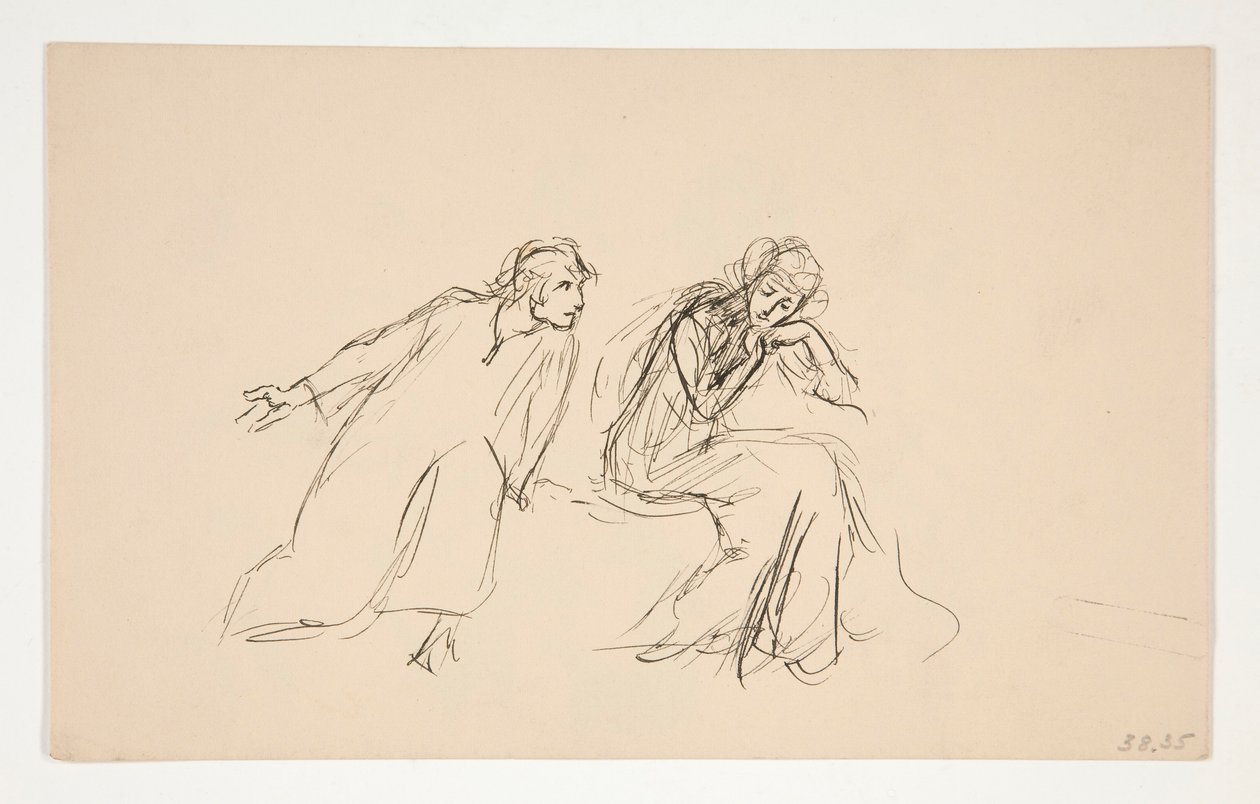 Angelo og Isabella (studie for .1104) - Act II, Scene IV, Measure for Measure av Edwin Austin Abbey
