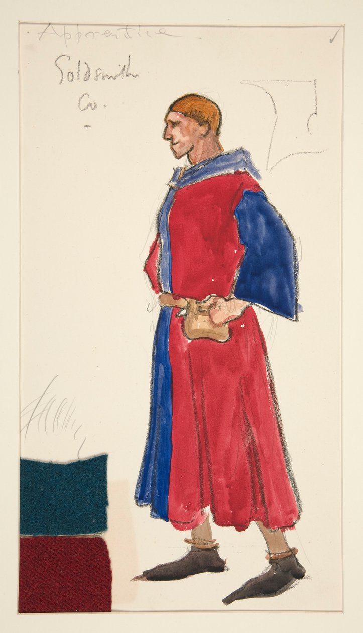 Gullsmedlærling, kostymeskisse for Henry Irving av Edwin Austin Abbey