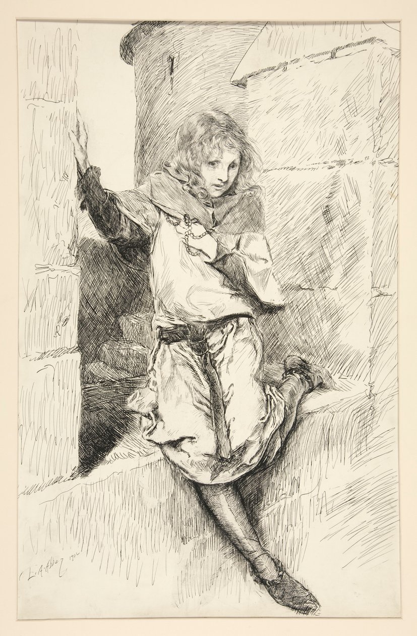 Arthur - akt IV, scene III, kong John av Edwin Austin Abbey