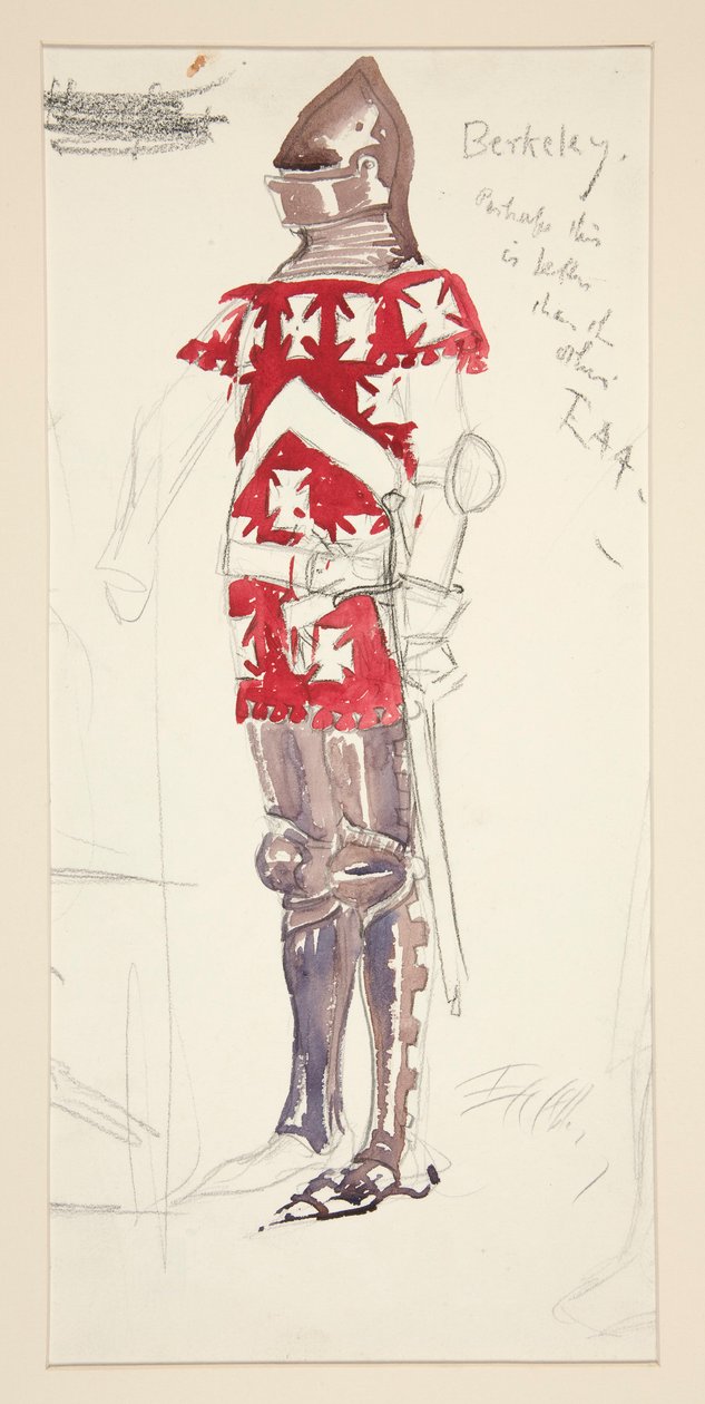 Berkeley, kostymeskisse for Henry Irving av Edwin Austin Abbey