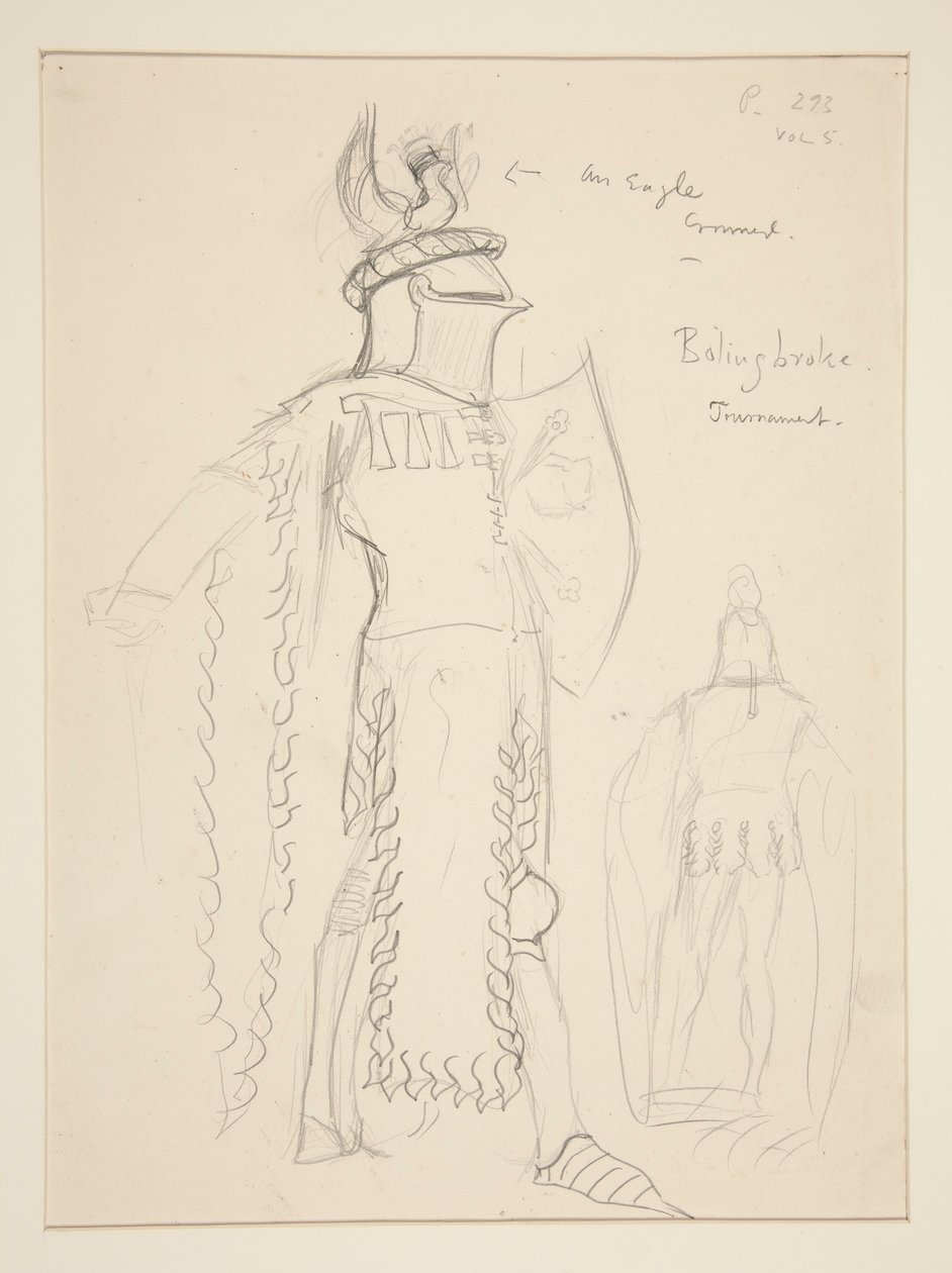 Bolingbroke (turneringsscene), kostymeskisse for Henry Irving av Edwin Austin Abbey