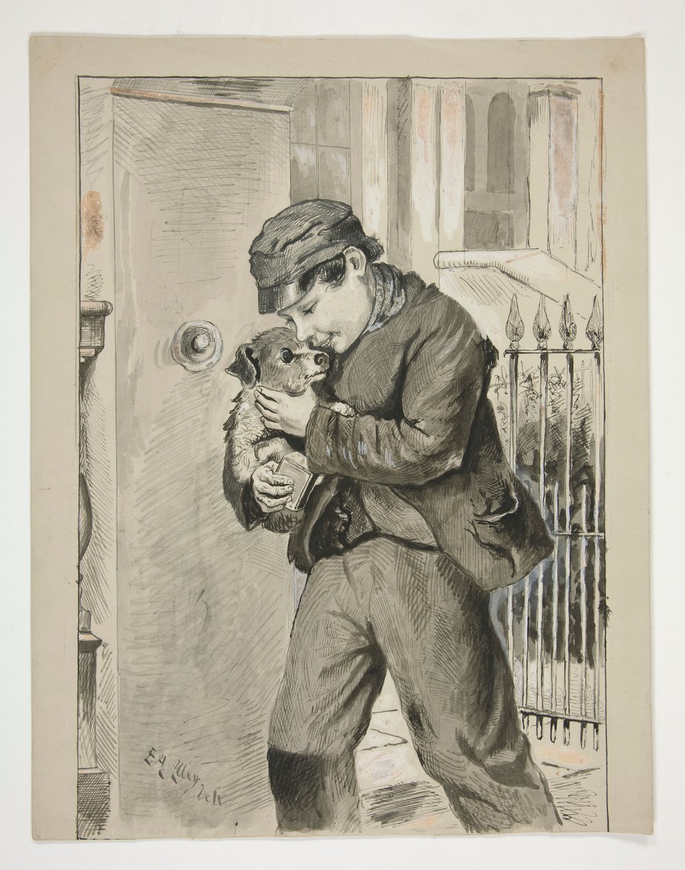 Gutt med valp av Edwin Austin Abbey