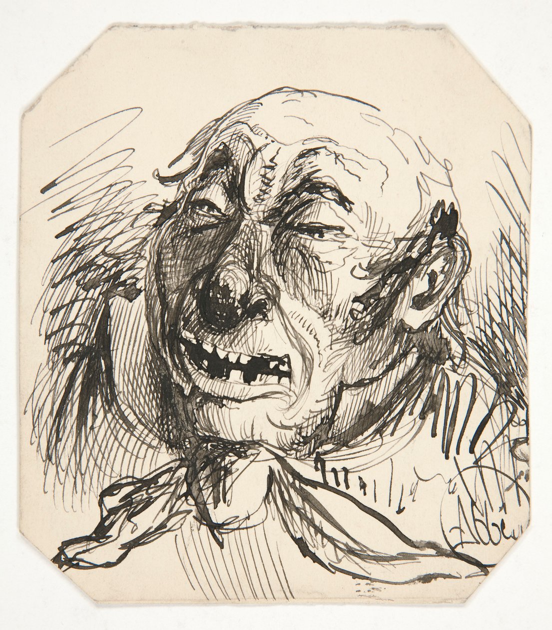 Karikatur av en skallet mann av Edwin Austin Abbey