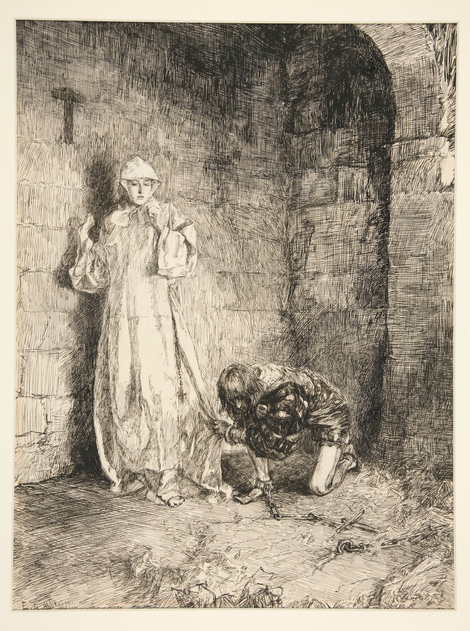 Claudio og Isabella - akt III, scene I, mål for mål av Edwin Austin Abbey