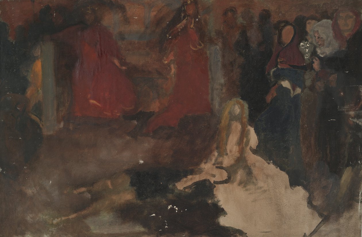 Komposisjonsstudie, for The Play Scene in Hamlet, Act III, Scene II av Edwin Austin Abbey