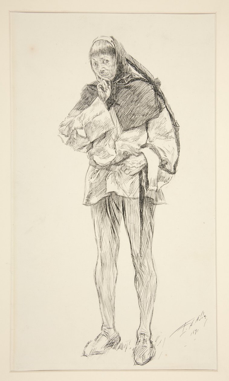 Costard, fra første akt, scene i, kjærlighet av Edwin Austin Abbey