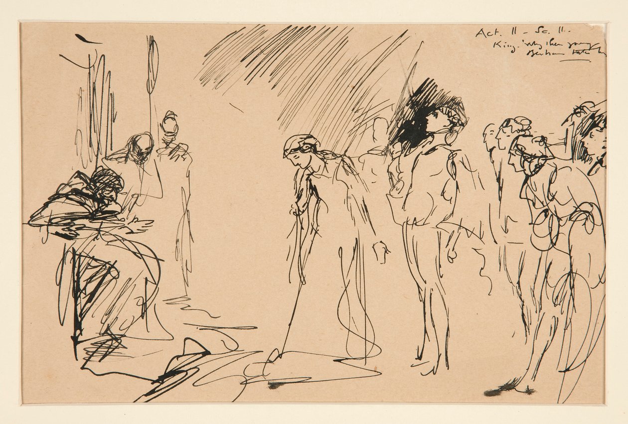 Rettsscene (Act II, Scene II, King Lear?) av Edwin Austin Abbey