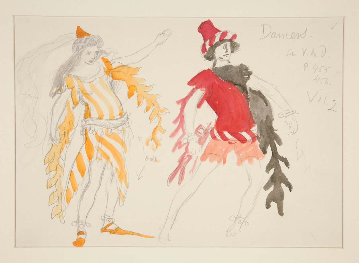 Dansere, kostymeskisse for Henry Irving av Edwin Austin Abbey