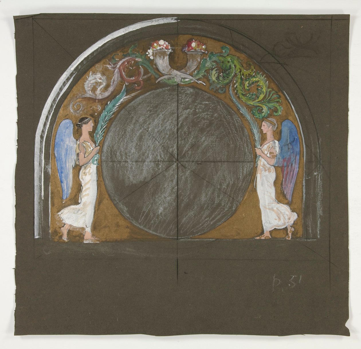Design for vindusdekorasjon for delstatsbygningen i Harrisburg, Pennsylvania, 1902-1911 (fullført av John Singer Sargent) av Edwin Austin Abbey