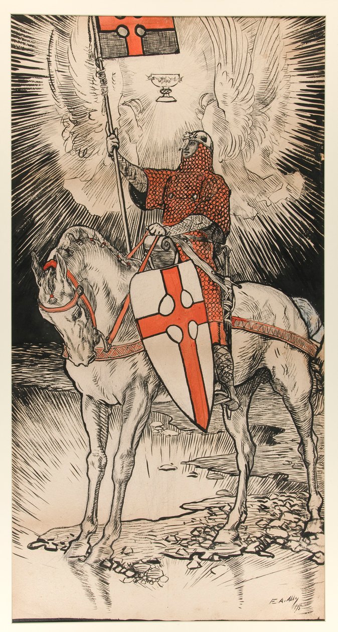 Tegning til plakaten som publiserer utstillingen for og publisering av Abbey-boken av Edwin Austin Abbey