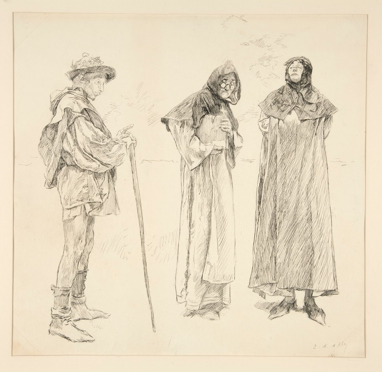 Dull, Sir Nathaniel, Holofernes, fra akt IV, Scene ii, Love av Edwin Austin Abbey